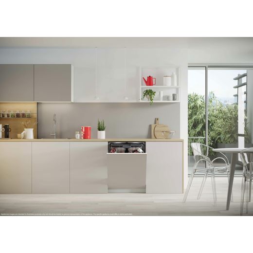 Hoover H-DISH 700 Fully Integrated Standard Dishwasher - Black with Fixed Door Hinge Kit - Diswasher in kitchen shot